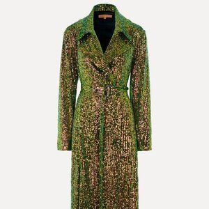 NWT Stine Goya Paulos Trench Coat - Sequin Color Shift Olive Green